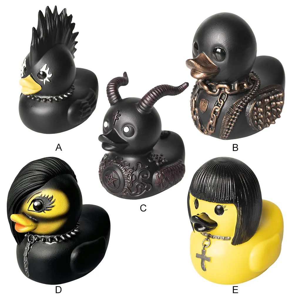 Resin Duck Statue Novelty Rock Duck Figurine Evil Elements Gothic Duck Sculpture Duck Collectable Toys for Car Interior Decor