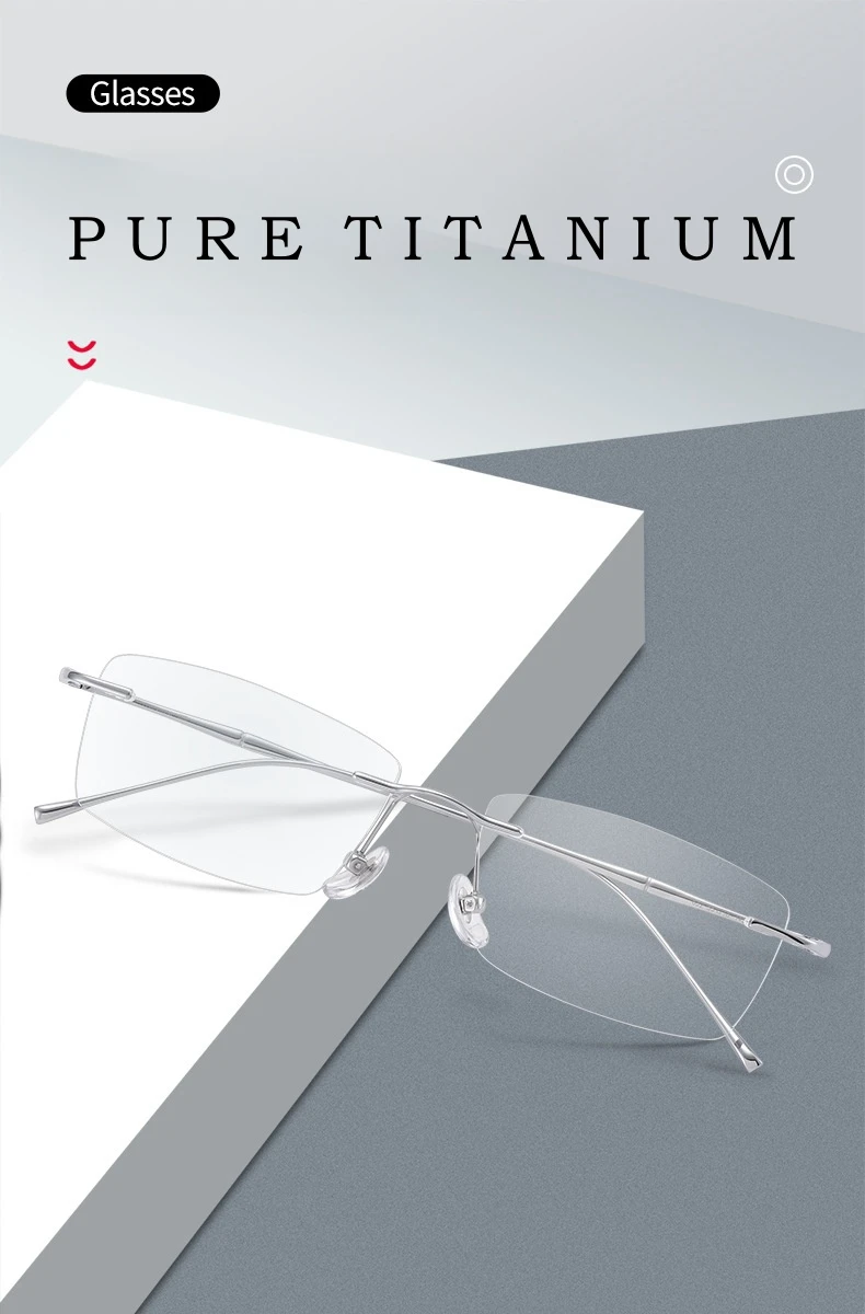 YIMARUILI Mode-Business Ultra-licht Reinem Titan Brillen Frauen Retro Quadrat Optische Verordnung Randlose Brille Rahmen Männer – Detail 1