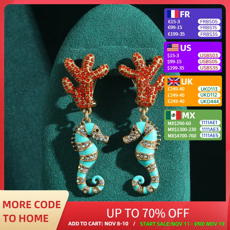 

Vintage Antique Drop Earrings For Woman 2025 Coral Seahorse Enamel Contrasting Natural Stone Jewelry High Quality Designer New