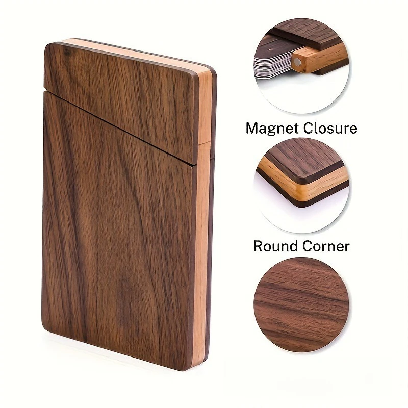 Exquisite Wooden Business Card Storage Box Solid Wood Card Holder Office Desktop Name Card Organizer