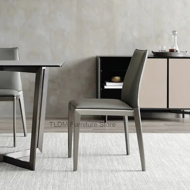 Nordic Smooth Upholstered Dining Chair, Tall Straight Stitched Back Cushioned Seat，Minimal Side Stool for Kitchen Dining Space