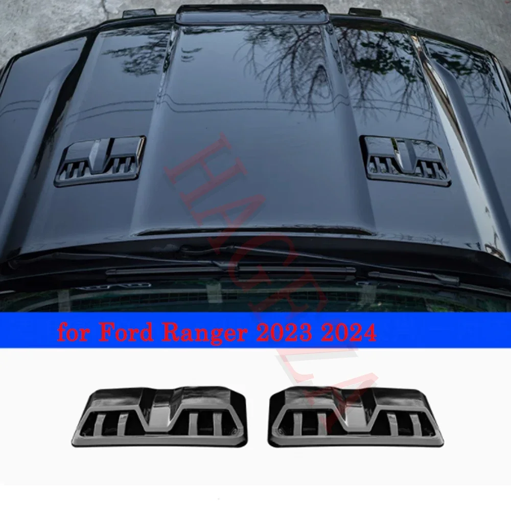 

For Ford Ranger 2023-2024 Auto Hood Engine Air Vent Outlet Decorative Cover Trim 2PCS Car Refit Accessorie ABS
