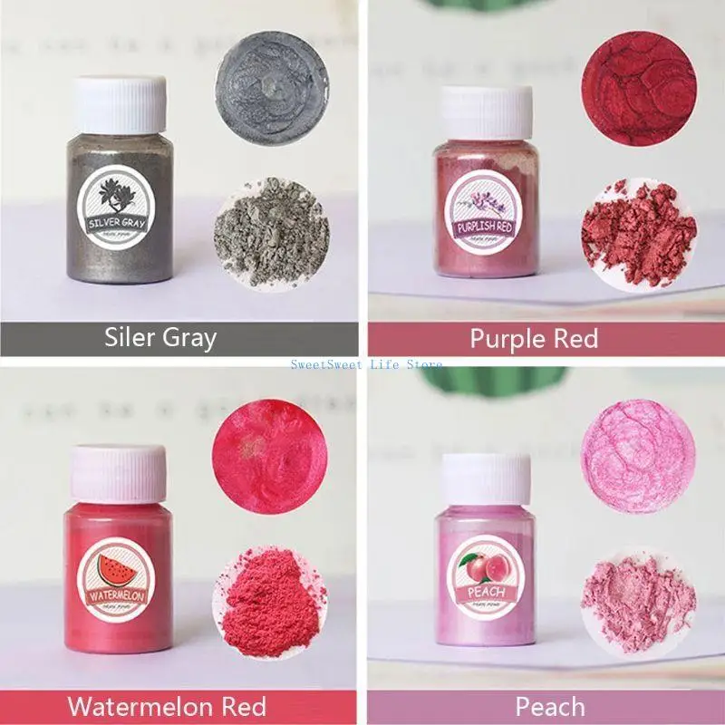 D5QB 24 Colors Pearl Powder Epoxy Resin Dye Pearl Pigment Natural Mica Mineral Powder