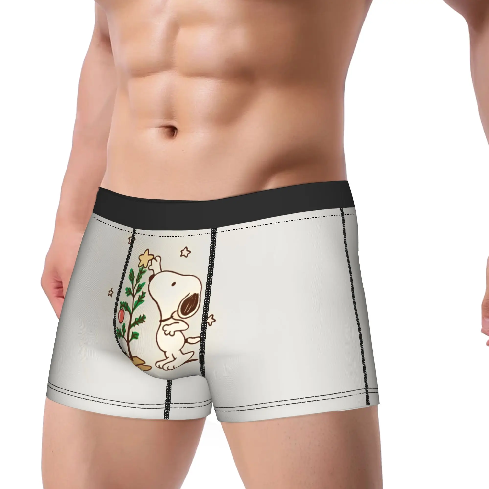Man Christmas Snoopys Underwear  Humor Boxer Briefs Shorts Panties Male Soft Underpants M-XXL