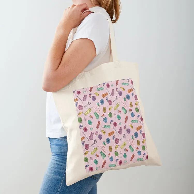 A Knitter’s Guide to Life (Pink) Tote Bag cute pouch bag Woman shopper bag Handbags women