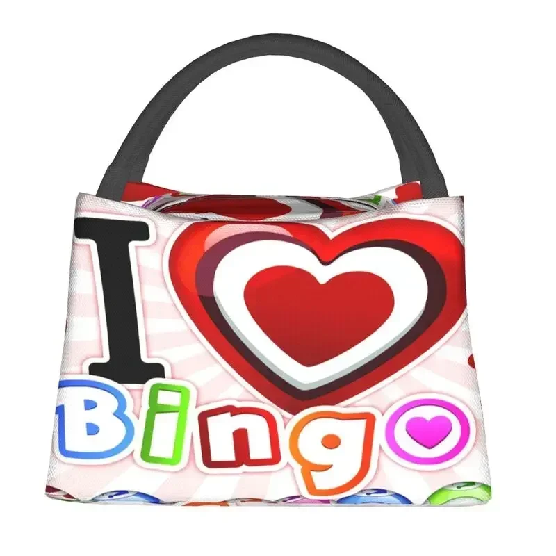 I Love Bingo Game Insulated Lunch Bags for School Office Waterproof Cooler Thermal Lunch Box Women lunchbag