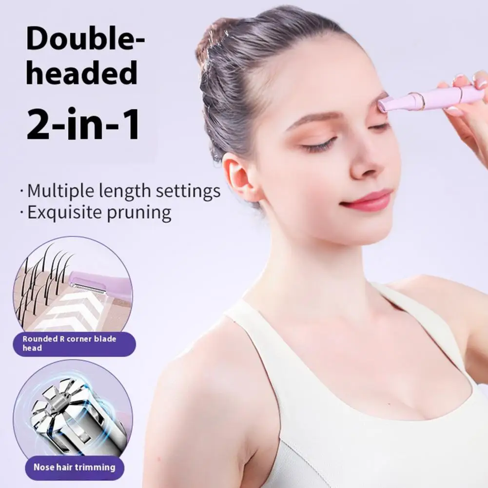 Aparador de sobrancelha elétrico 2 em 1, aparador de pelos do nariz, recarregável por USB, aparador de pelos faciais, ferramenta de preparação de precisão sem dor