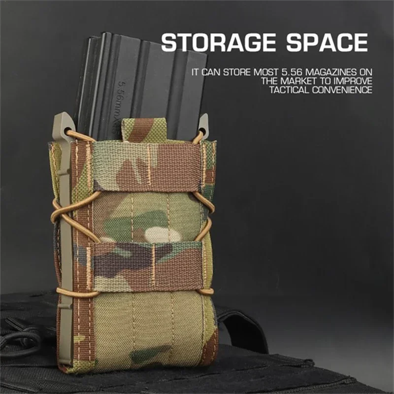 ERQYGRA Tactical Molle 5.56mm Tiger Type Single Magazine Pouch Mag System Accessories Waist Bag Sports Holster Hunting Paintball