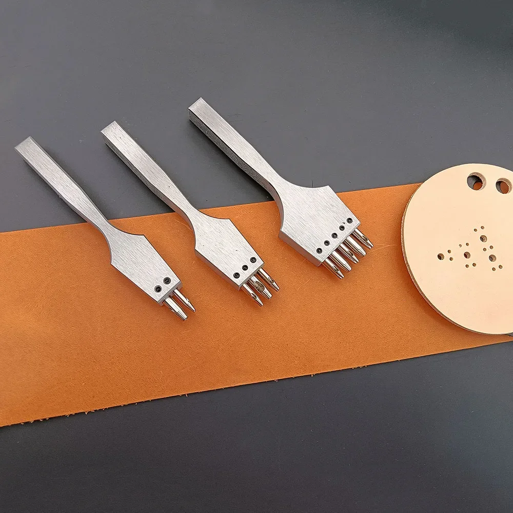 Leather Craft  3/5 Holes Puncher Diameter 1mm+3mm precise Round hole brogue style cutting Tools