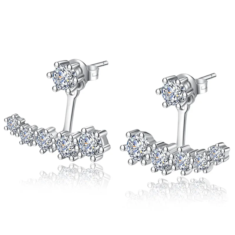 Moissanite Detachable Ear Jackets Earring 925 Sterling Silver Lab Diamond Reversible Stud Earring for Women Front & Back Jewelry