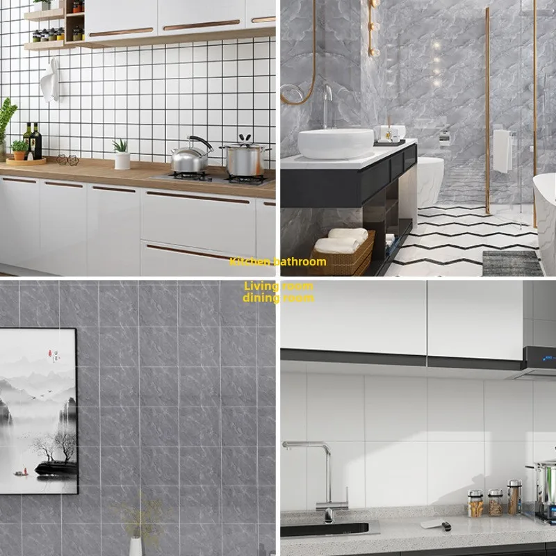 10-50Pcs PVC Marble Wall Stickers Self-Adhesive Thickened Tile Sticker Bathroom Waterproof Floor Sticker Kitchen Home Decoration