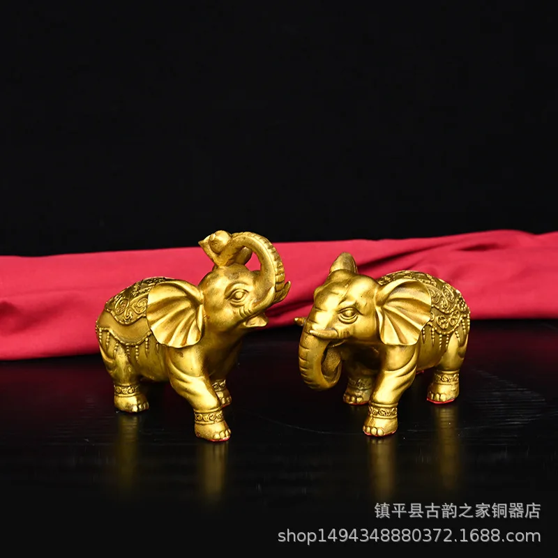 Brass Ornament Pure Copper Fortune Object Water Absorbing Elephant Home Living Room Office Craft Decoration Or