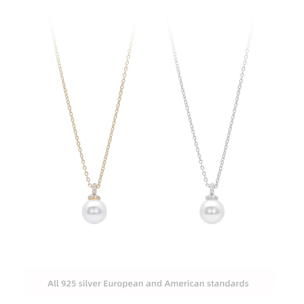 

Корейское легкое роскошное ожерелье из стерлингового серебра 925 пробы для женщин, небольшой жемчужный кулон, нишевая дизайнерская цепочка на ключицу