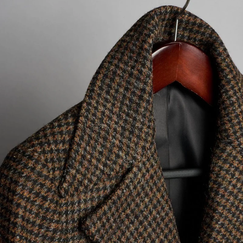 الشتاء الرجال دعوى الصوفية الكلاسيكية قطعة واحدة معطف Vintage شعرية صغيرة إغلاق طوق سترة الزفاف البدلات الرسمية رائجة البيع مخصصة #4