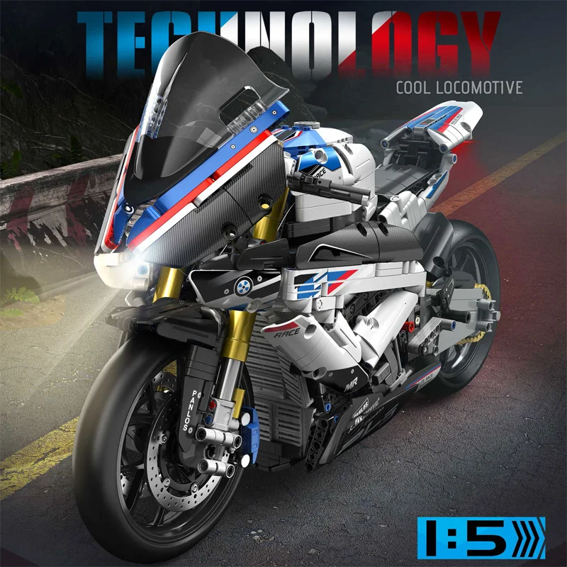 

High-Tech Power HP4 Race Motorcycle Model 672102 Dynamic Traction Control Motobike Building Block Brick Children Toy Gift