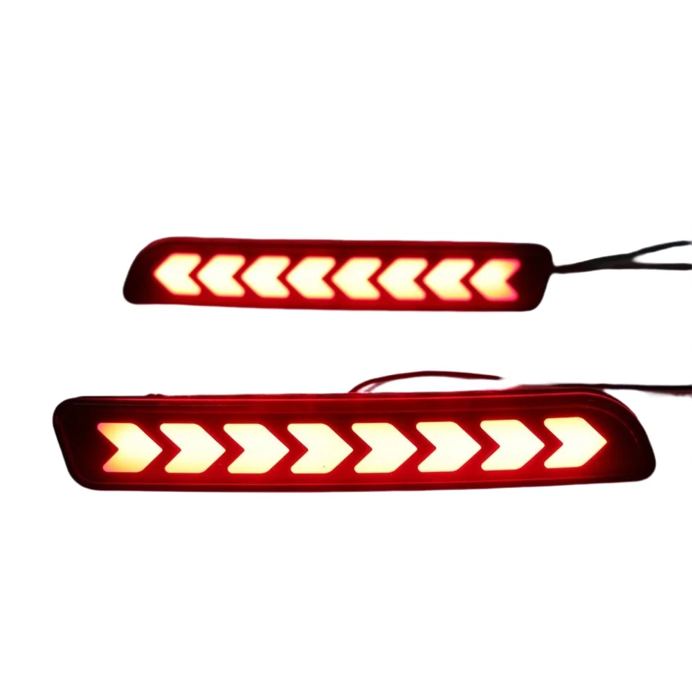 LED Rear Bumper Reflector Light For Suzuki Ertiga 2012-2016 Red Lens Sports Arrow Style 2 Functions Running Brake Warning Lamp