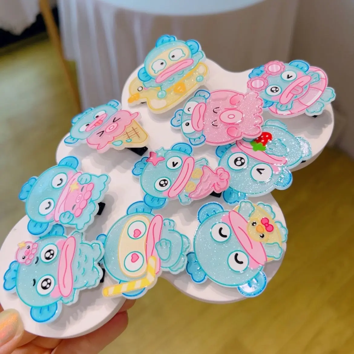 

10Pcs Sanrio Hangyodon Fun Hairpin Hair Clip for Bangs Backpack Clothing Decoration Bundle Clamp Headwear Couples' Holiday Gifts