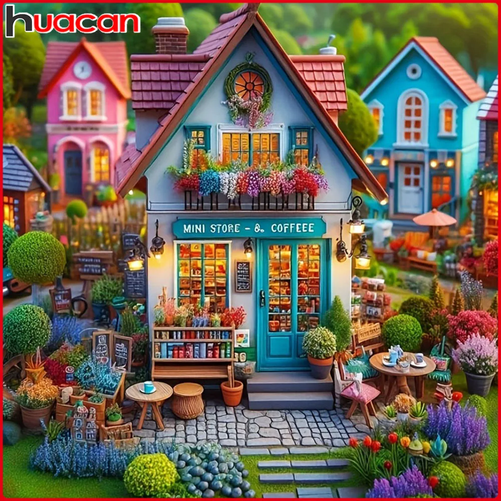 Huacan Vollquadrat Rundbohrer Diamant Malerei Haus Garten Diamant Mosaik Landschaft Kunst Dekorative Gemälde