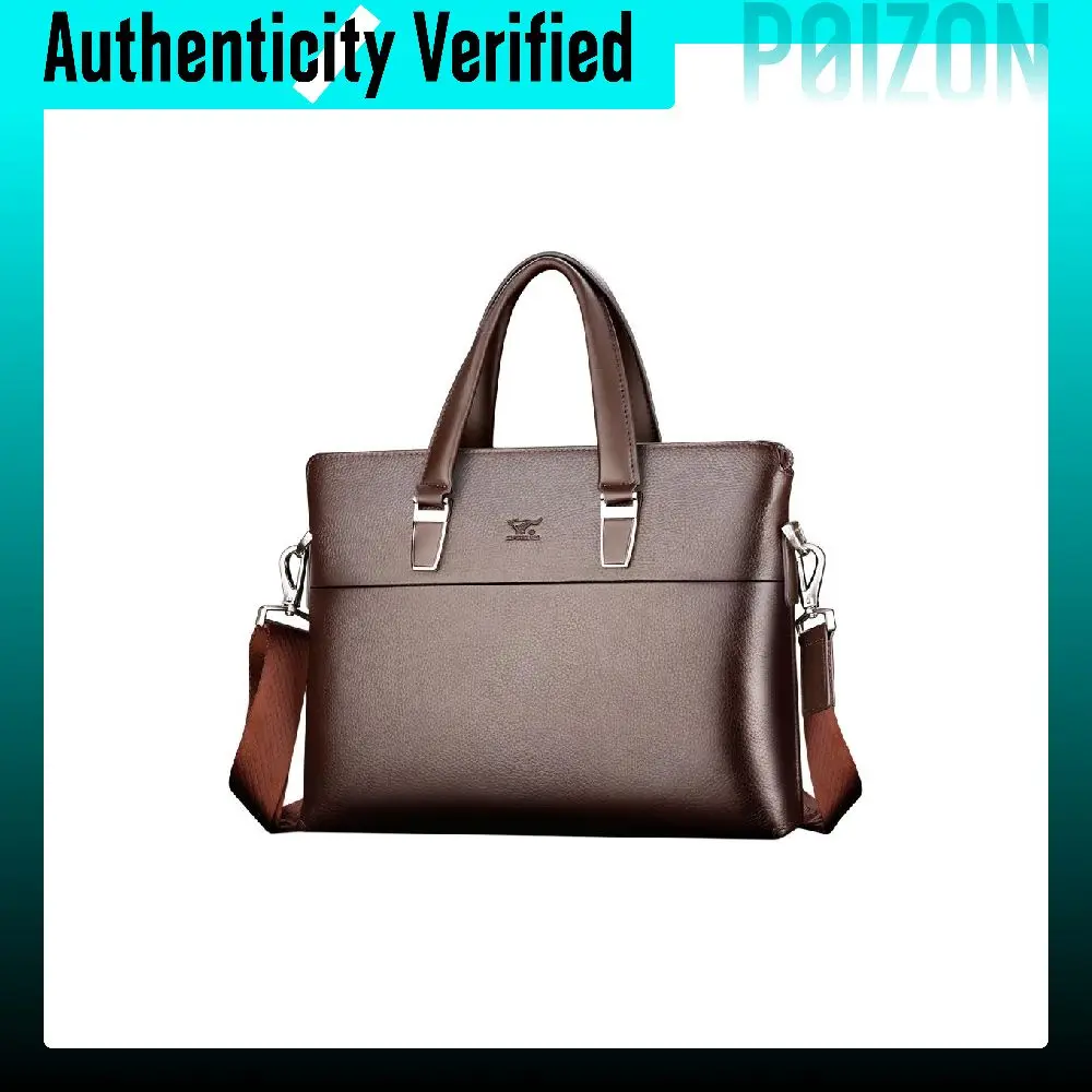 SEPTWOLVES Cow Leather One Shoulder Crossbody Briefcase Large Men's Black/Coffee QTS1A4964113-01