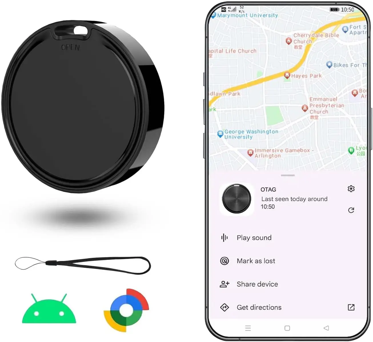 

Air Tracker for Android Google Certified Key Finder/Luggage Tracker/Item Locator Compatible with Google Find My Device(Find Hub)