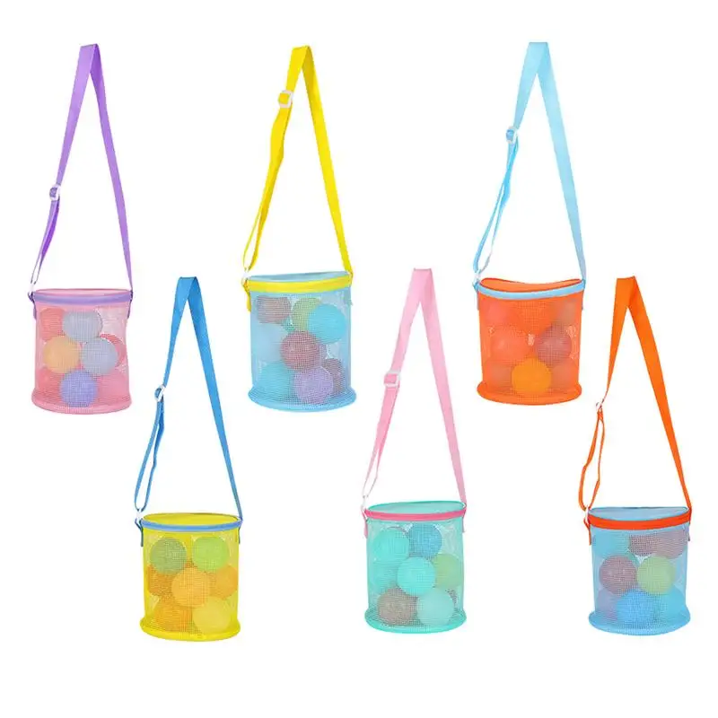 Mesh Beach Bags For Women 6pcs Market Grocery Picnic Tote Grocery Storage Net Bag Seashell Bags Foldable Mesh Swimming Pool