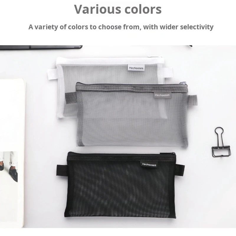 1 Pcs Transparent Mesh Pen Pouch Organizer Pouch Portable Pencil Pouch for Students Exam Large Capacity Stationery Pouch