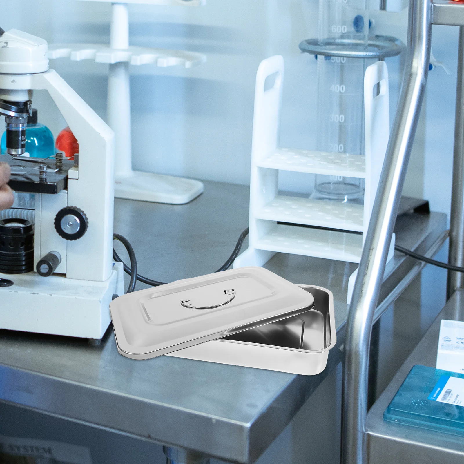 

Medical Disinfection Box 115 Inch Stainless Steel Rectangular High Temperature Resistance Storage Case for Lab