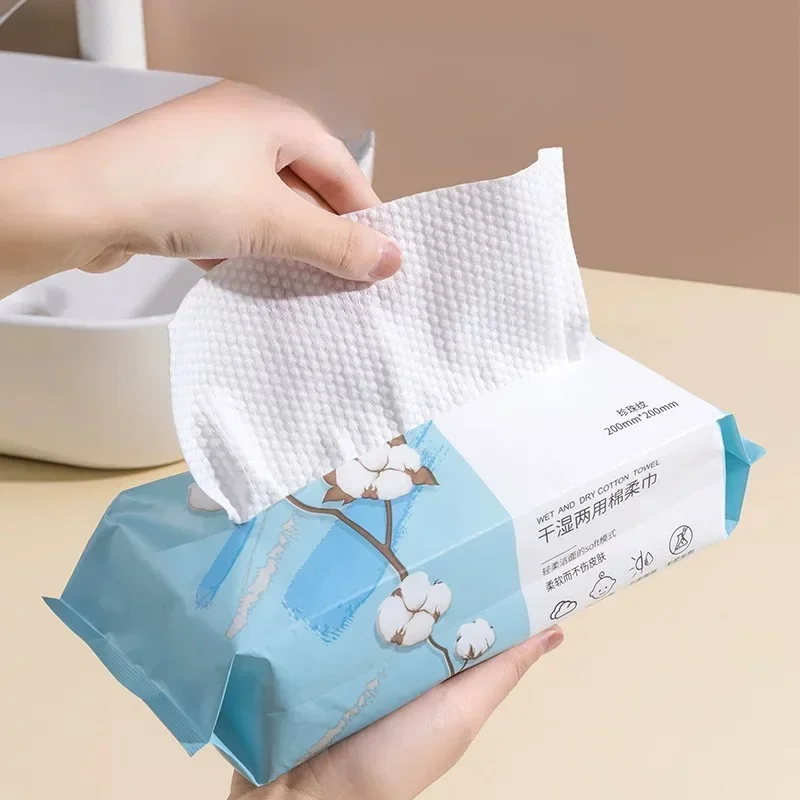 50pcs Disposable Face Wash Towel Extractable Cotton Soft Towel Cotton Beauty Salon Cleansing Face Wipe Towel Travel Towels