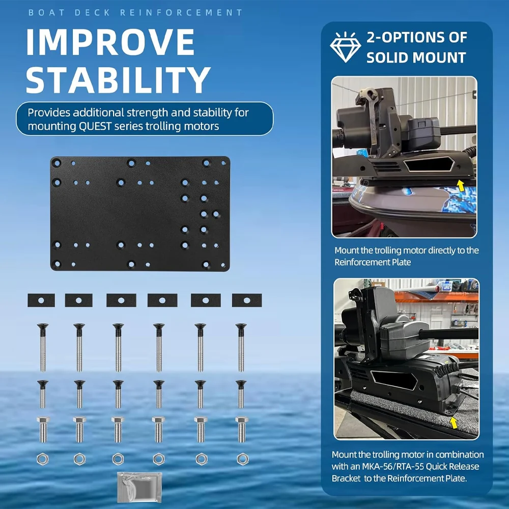 1854058 MKA-58 Boat Deck Reinforcement Kit for Minn Kota Quest Series Trolling Motors, Riptide Instinct, Ulterra