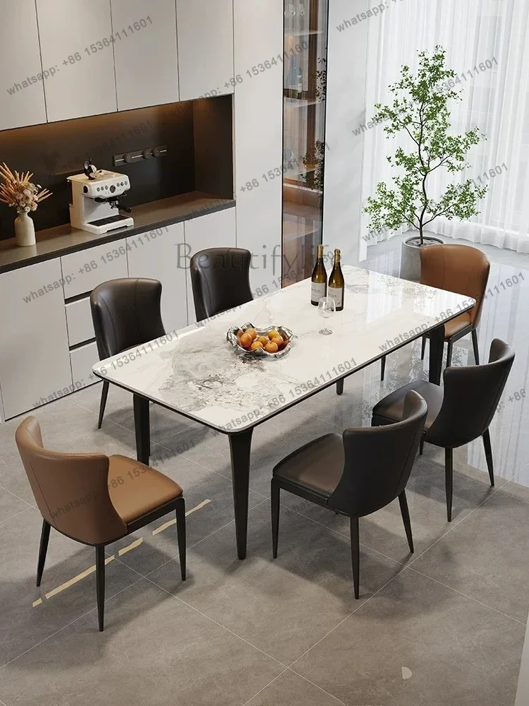 PG new rock slab dining table modern simple high-end dining table and chair household small apartment rectangular dining table