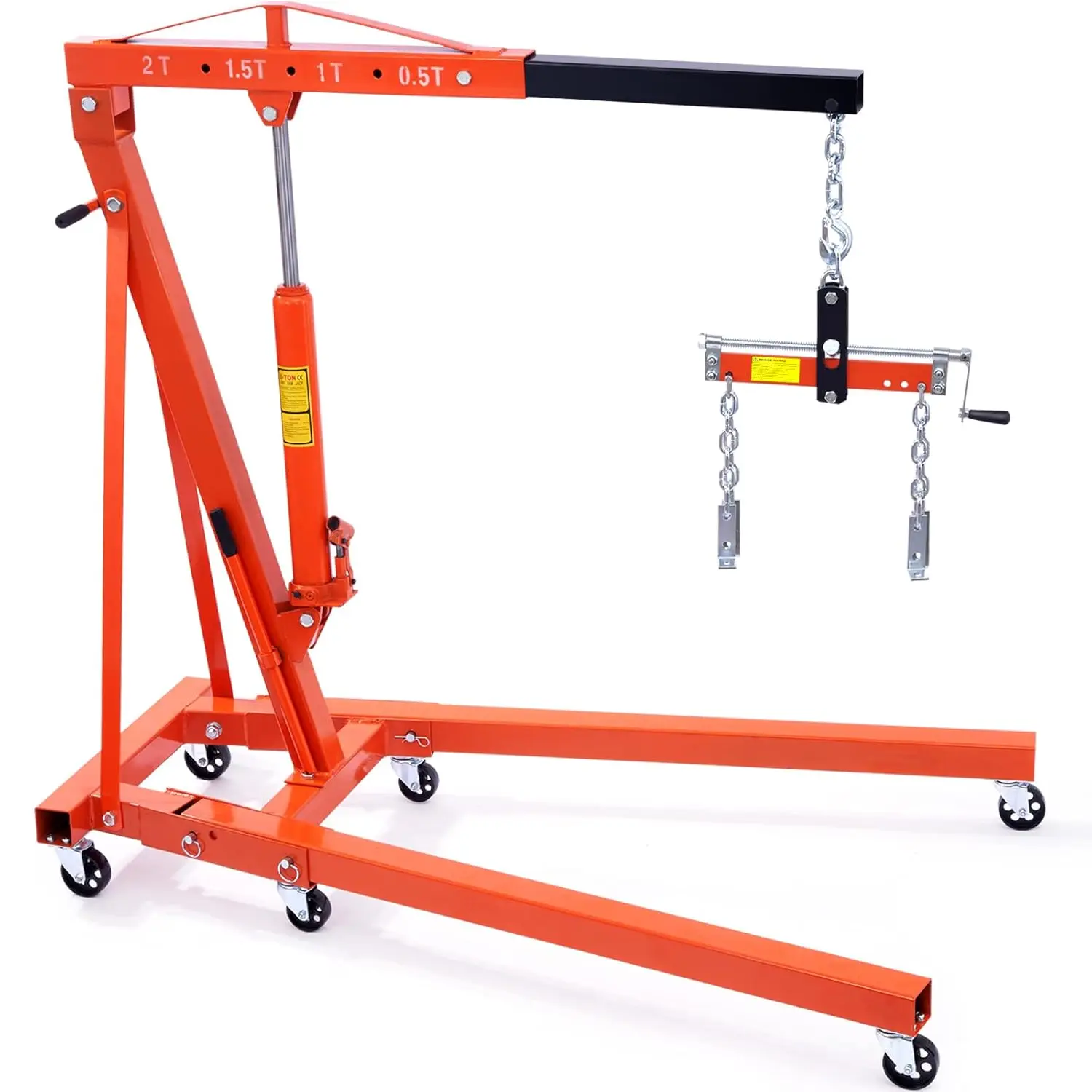 

VEVOR Hydraulic Engine Hoist with Lever, 2 Ton/4400 LBS Heavy-Duty Cherry Picker Shop Crane, Foldable Engine Crane and Engine Ho
