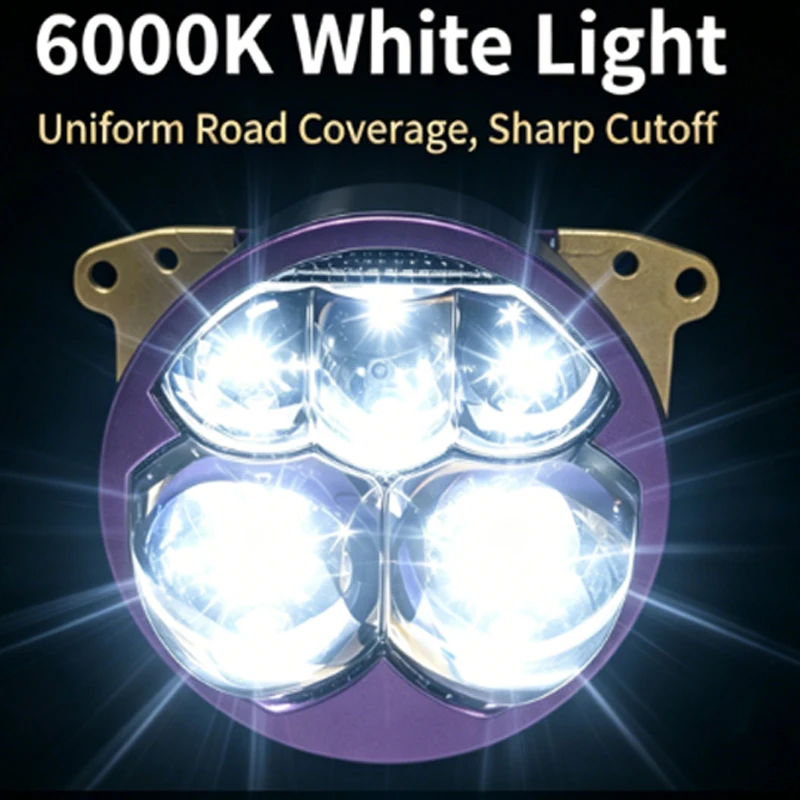 Five projection LED headlights, ultra bright high and low beams, modified headlights, car lighting