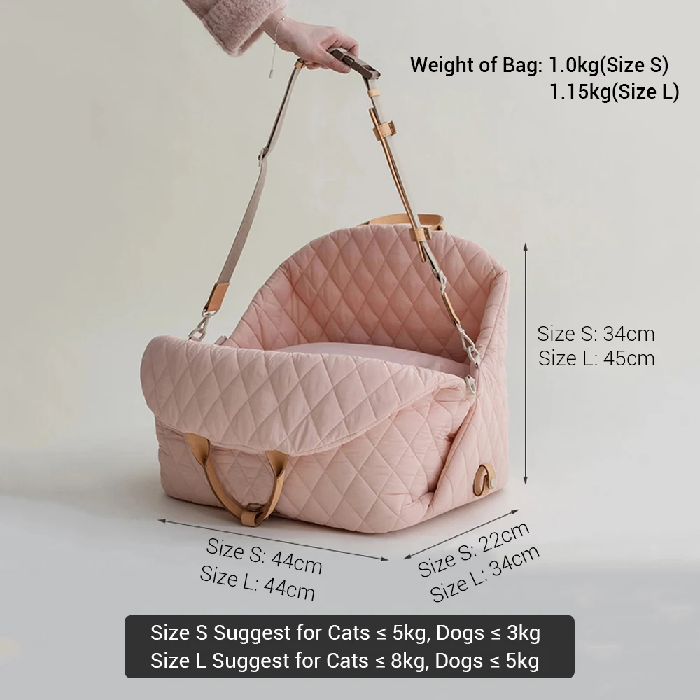 Bolsa de transporte de lujo para perros pequeños y gatos, asiento de coche, cama de viaje para mascotas, portátil, lavable, bolsa de transporte para