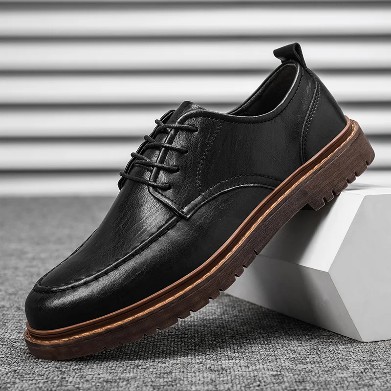 New Men Shoes Brogue Casual Shoes Men Genuine Leather Shoes Work Boots Business Casual Sneakers