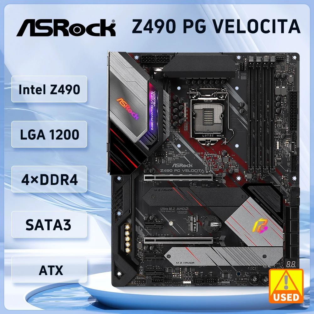 ASRock Z490 PG 벨로시타 마더보드, LGA 1200 인텔 Z490 i9-11900 i5-11500 i9-10900K i5-10600, 4 × DDR4 128GB 4666(OC) NVMe SSD ATX 