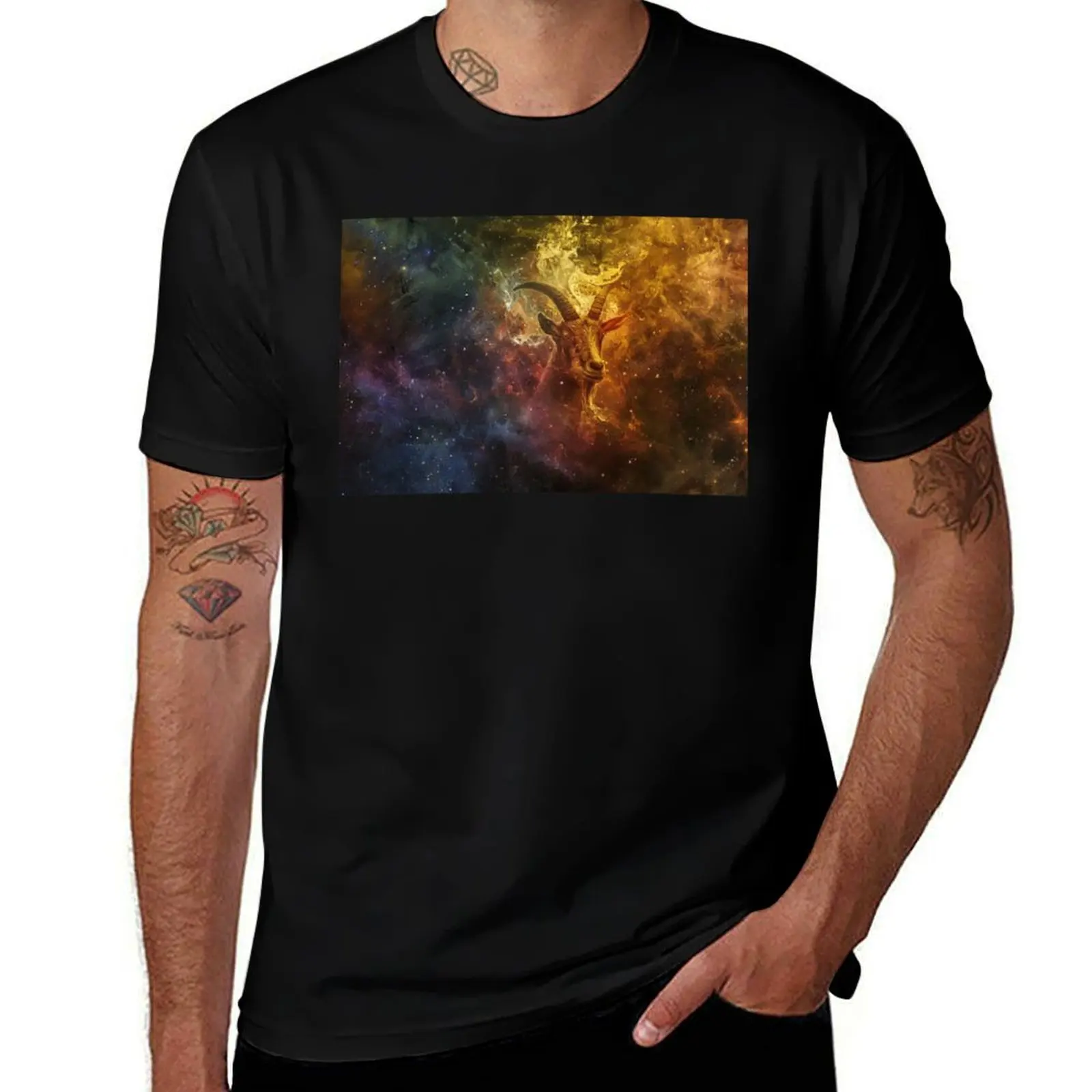 Multicolor Cosmic Capricorn T-Shirt Daily Wear Print T-Shirt