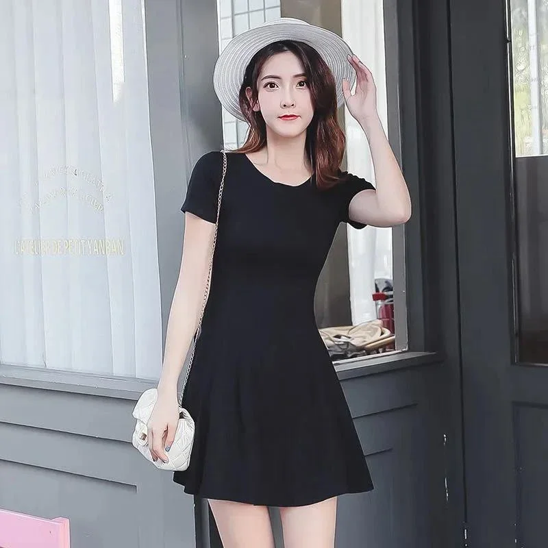 A Line Mini Summer Dresses Women 2026 Fashion Casual Short White Beach Vestidos Korean Style Sweet Girls Slim Sexy Black Dress
