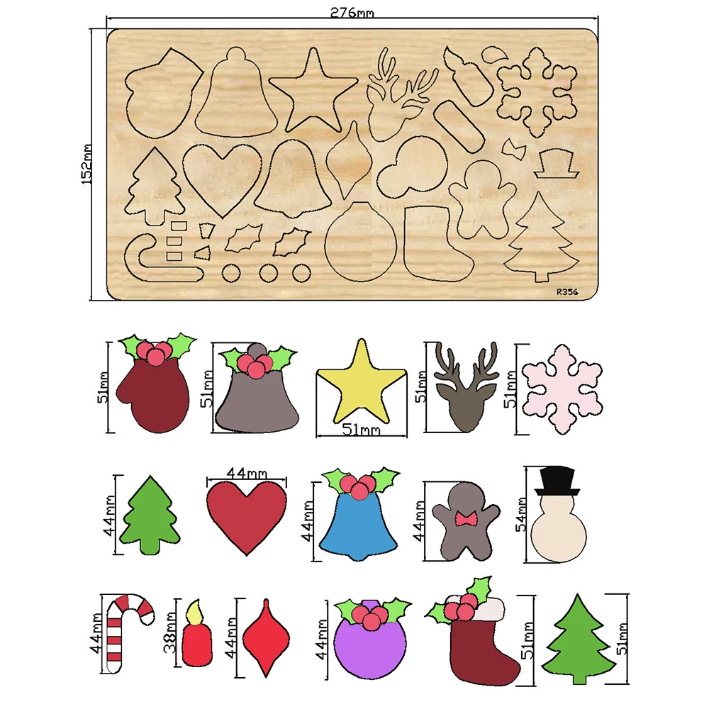 

Christmas Decoration Wooden Cutting Dies Scrapbooking DECOR HOME DIY Suitable for Market Universal Cutting Machine / R356