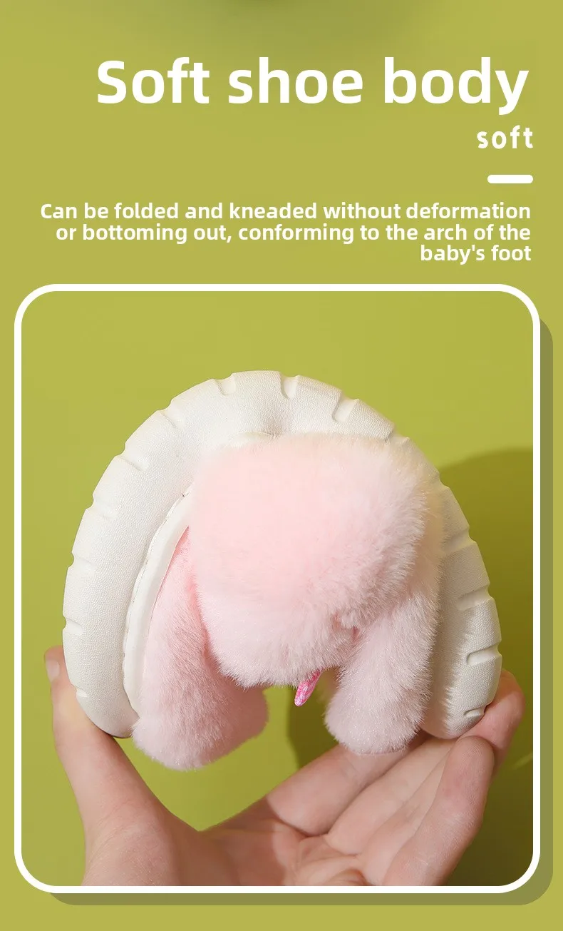 2026 Winter Kinder Niedliche Baumwoll-Hausschuhe Frozen Mädchen Schneefeste Rutschfeste Warme Baby-Hausschuhe Rosa Blau Größe 24-35 – Detail 6