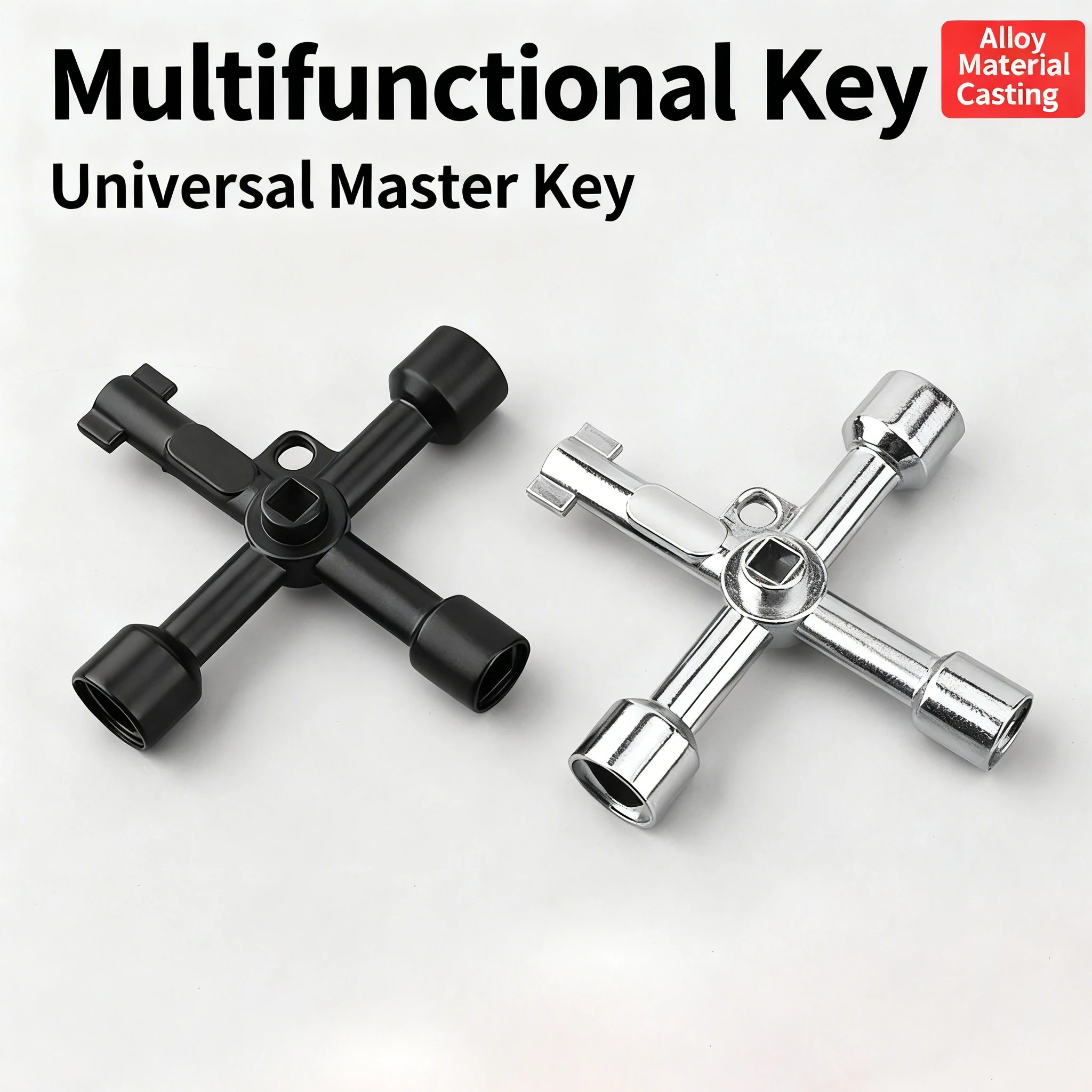 

1 PC Zinc Alloy Multi-Function Cross Wrench - Waterproof Triangular Key with Hexagonal Shaft, Durable Industrial-Grade Tool