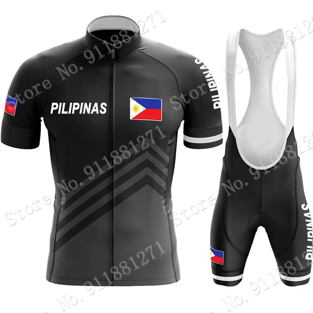 Philippines Cycling Jersey 2023 National Team Set Mens Short Sleeve Clothing Road Bike Shirts Bicycle Bib Shorts MTB Suit  Wear