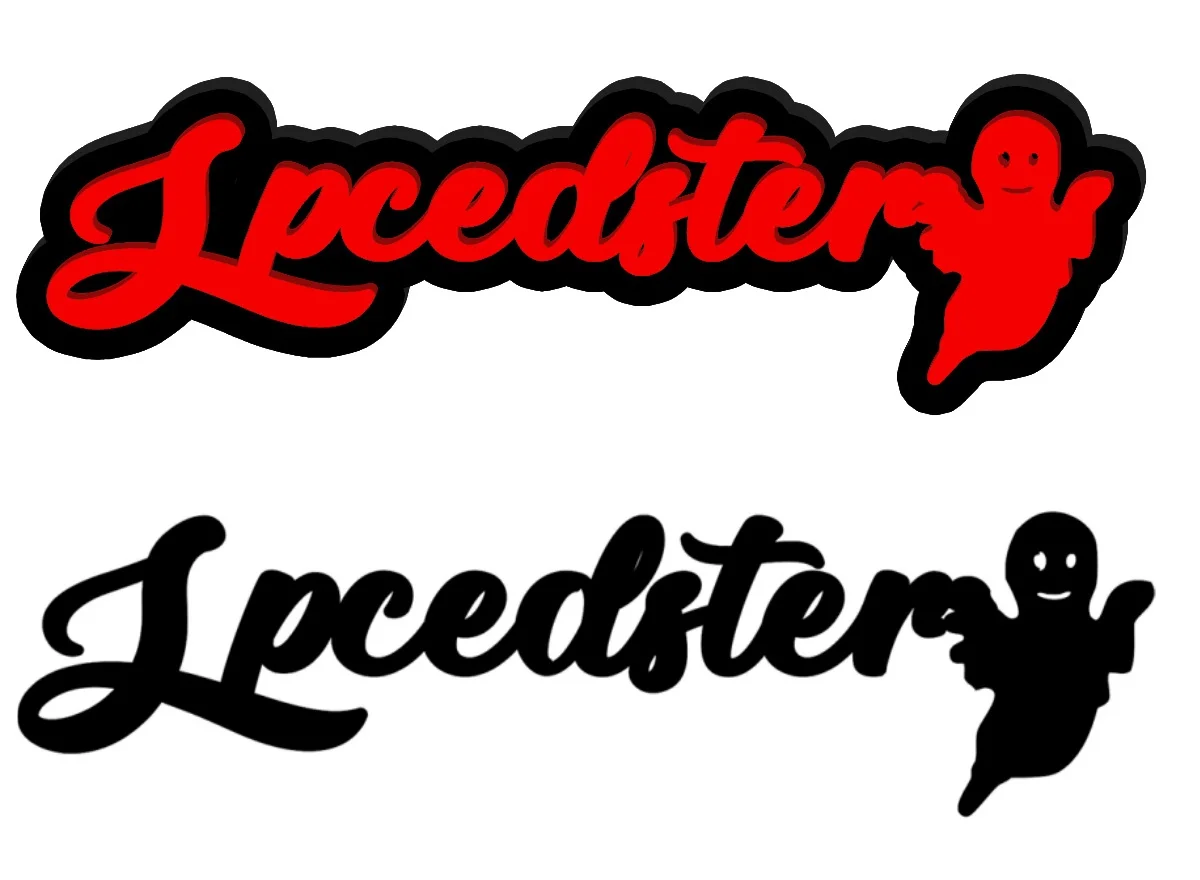 Trendy Ghost Accent NAME Acrylic Custom Logo 3D Red/Black Color Car Sticker Fender Trunk Badge Decal Car Decorative Accessories