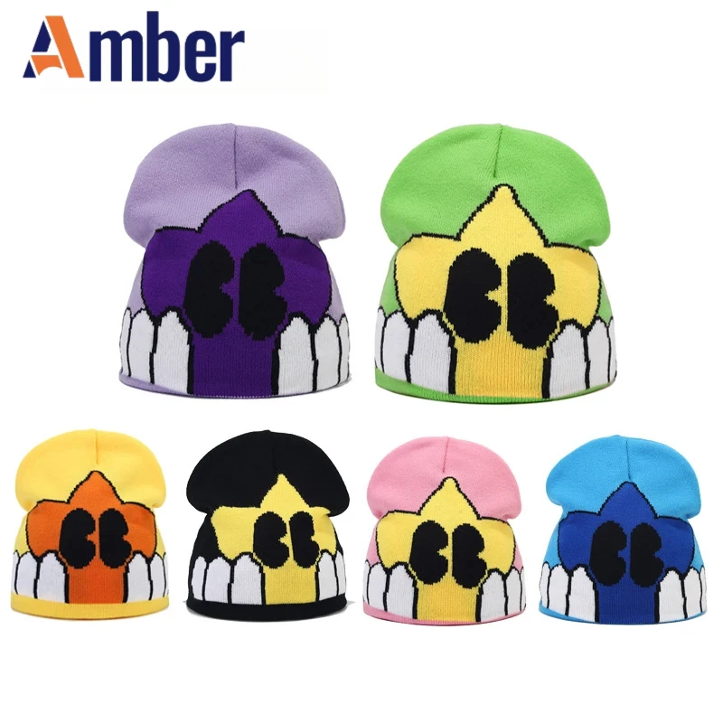 

Amber Winter Knitted Cartoon Beanie Hat Y2K For Men Women Warm Wool Winter Autumn Outdoor Adult Knit Hip Hop Skullies Cap 2023