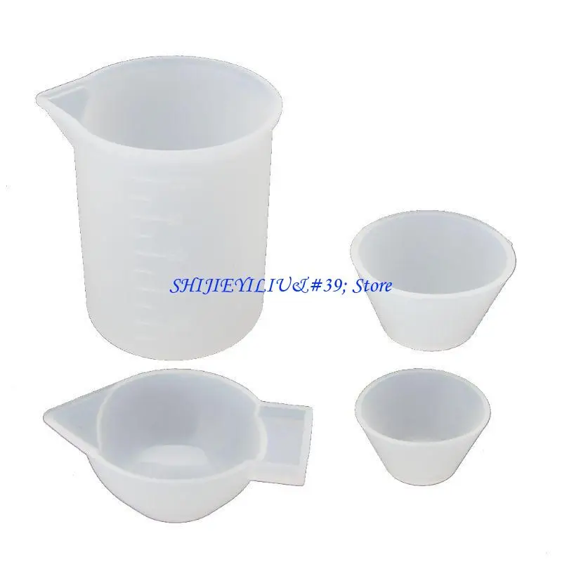E21F 4 Pieces for Creative Epoxy Resin Mixing Cups Silicone Measuring Cups for Resin Epoxy Casting Molds, Jewelry Maki