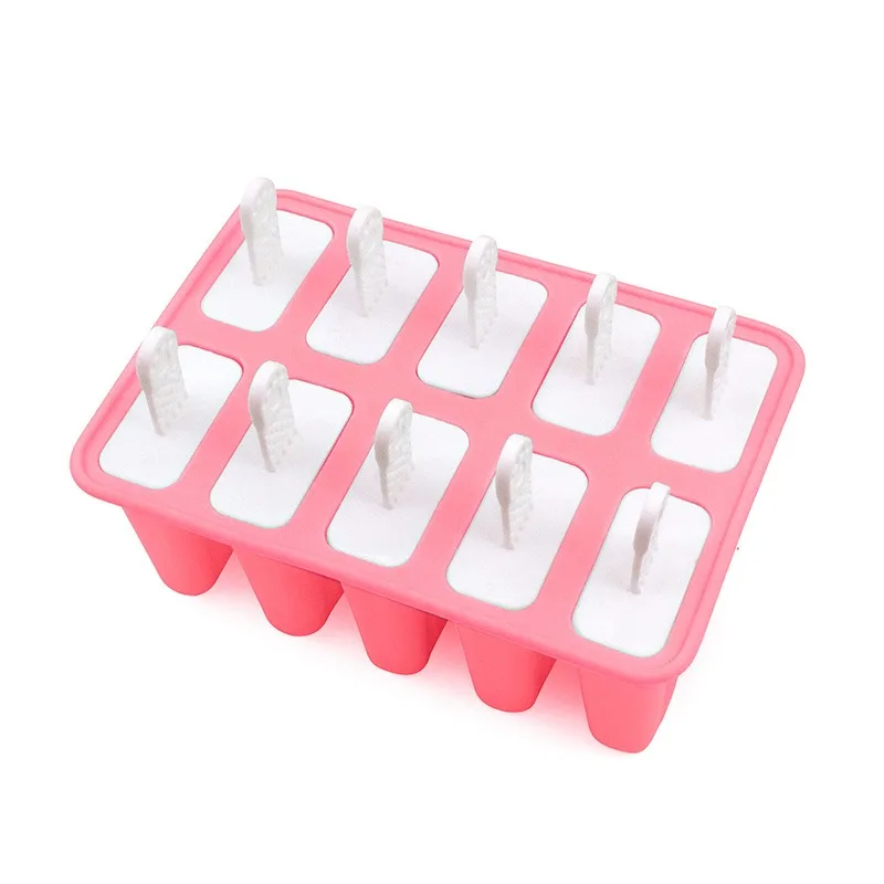 Silicone Popsicle Molds Custom Mini Ice Cream Popsicle Mold Silicone 6/10 Grid Ice Cream Tools with Wooden Sticks
