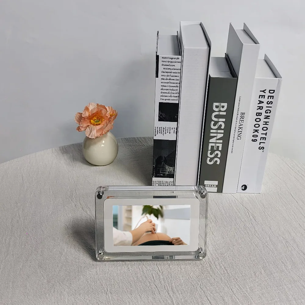 Best Gift 5'' Back Stander Acrylic Digital Photo & Video Frame MP3 8GB Memory IPS Screen for Pregnant Women Families Newborns