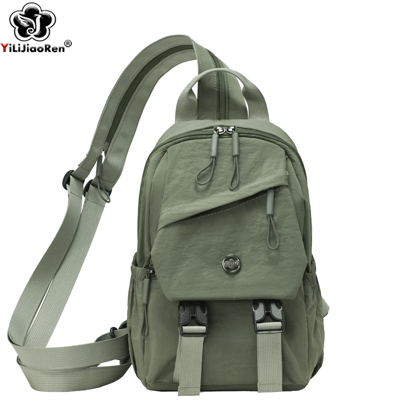 

Fashion Chest Bag Women Waterproof Nylon Backpack Ladies Simple Daypack Lightweight Travel Rucksack Large Capacity Shoulder Bag