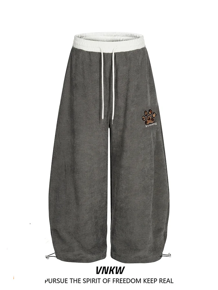 

Ретро-спортивные брюки из вельвета в американском стиле для мужчин и женщин, осенне-зимние, свободного кроя, с цветными вставками, модные