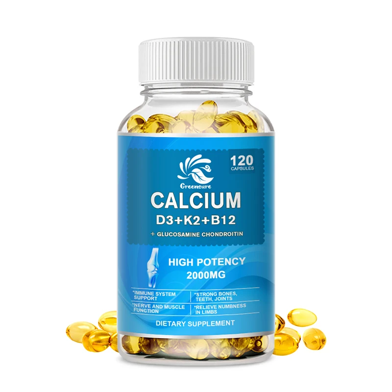 Calcium Vitamin D3 Plus with B12, K2 - High Potency Food-Based Immune Support, Bone Health & Mood Balance Supplement