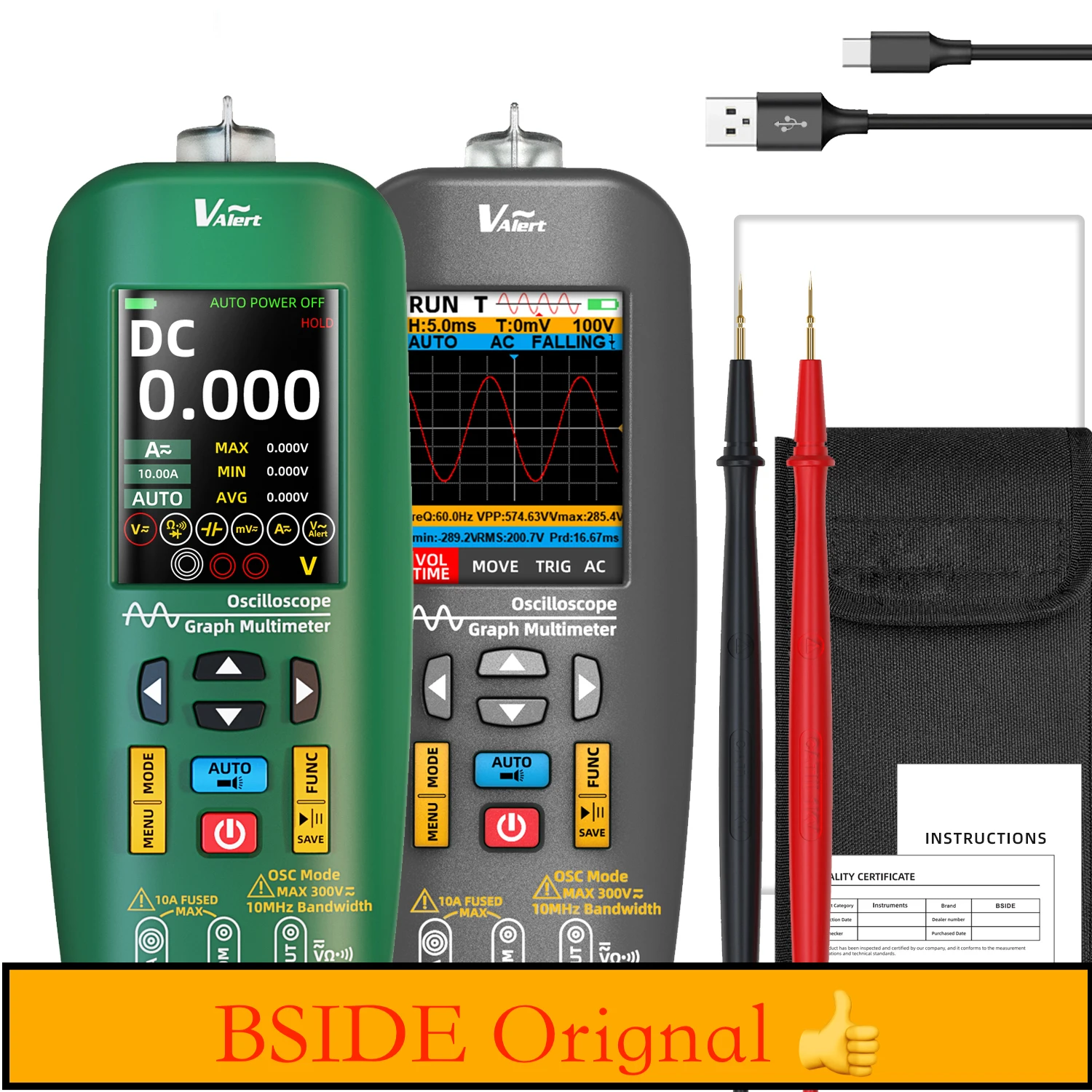 BSIDE O1 Digital Multimeter Handheld Oscilloscope Rechargeable Professional Auto Current Voltage Electronic Components Tester